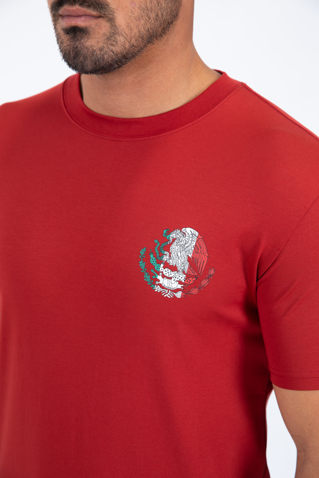 red mexican eagle flag tee detail platini