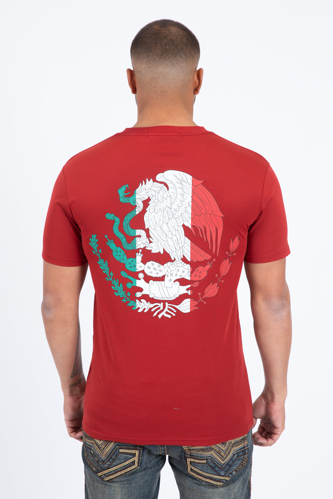 red mexican eagle flag tee back platini