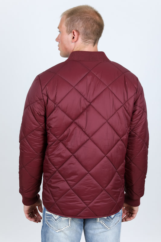 wine reversible insulated jacket close platini back