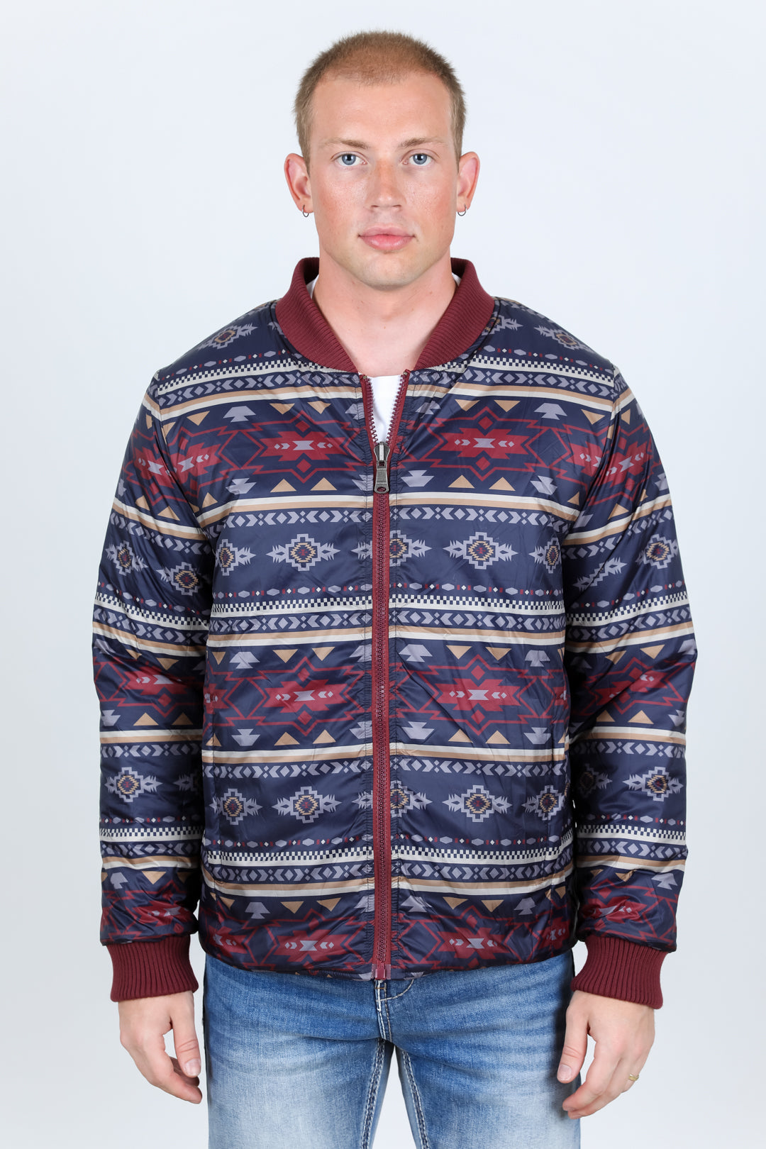wine reversible insulated jacket side platini front