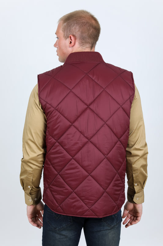 wine reversible insulated vest detail platini back