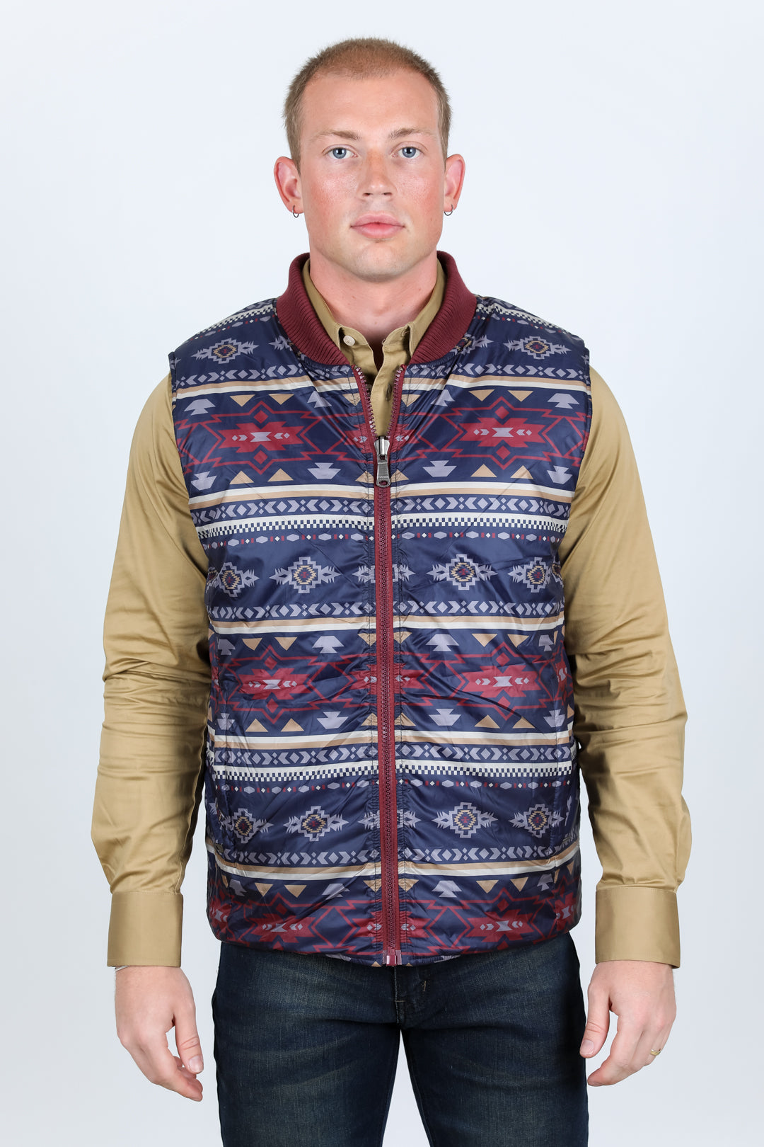 wine reversible insulated vest side platini front