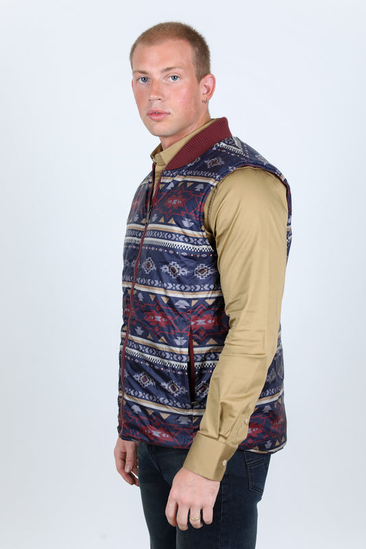 wine reversible insulated vest close platini side