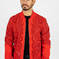 red rhinestone bomber jacket platini front