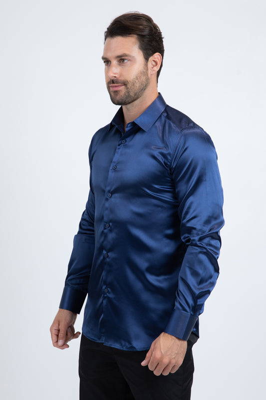 navy sinclair satin shirt men platini detail-2