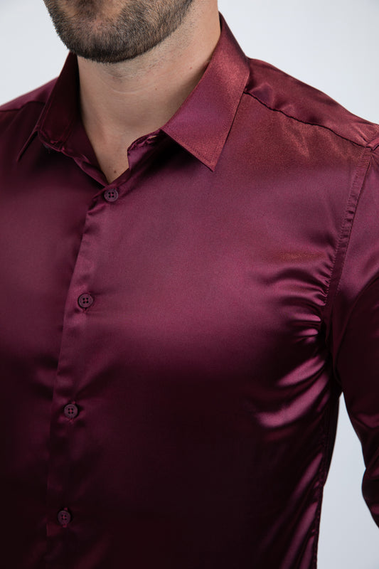 wine sinclair satin shirt men platini detail