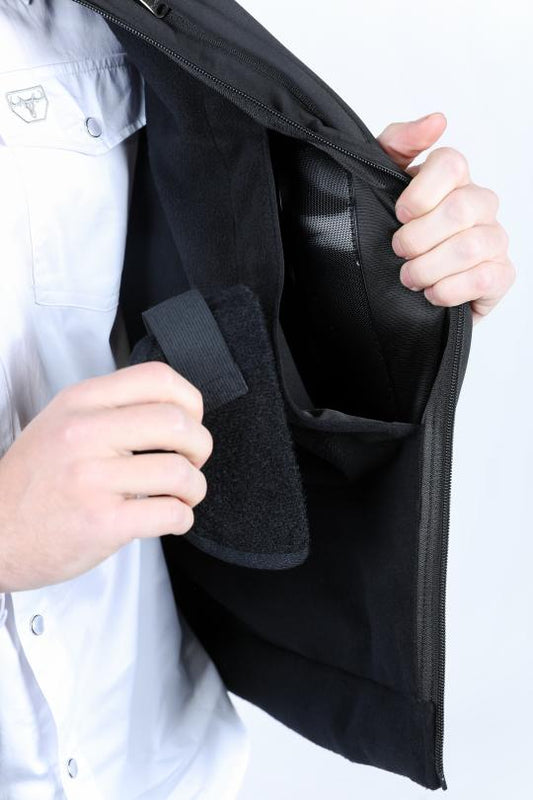 black softshell concealed carry vest model platini