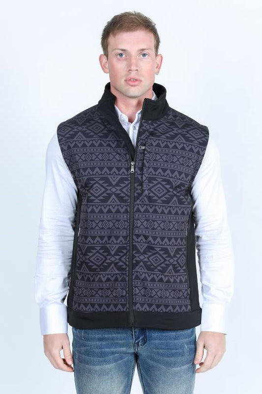 black charcoal aztec softshell vest front platini