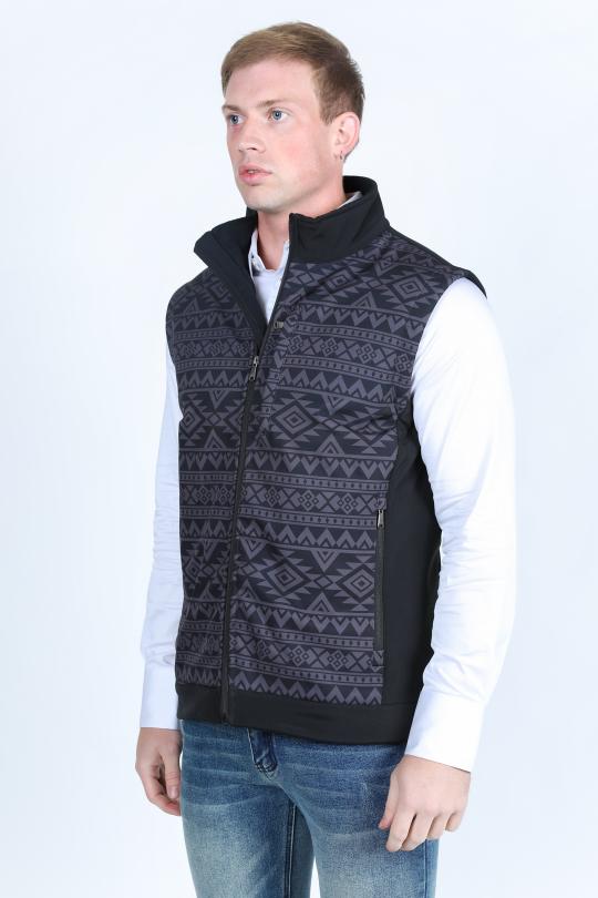 black charcoal aztec softshell vest side platini