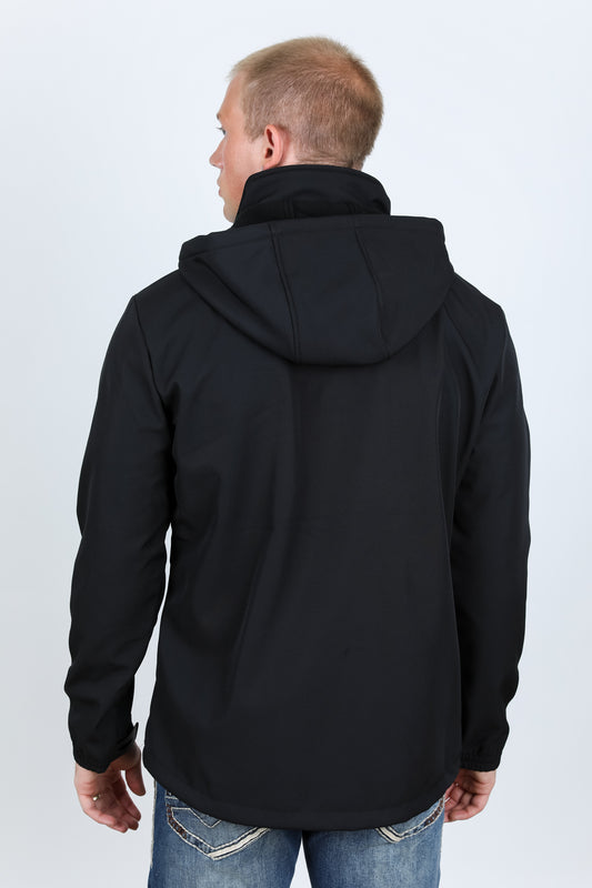 black hooded softshell jacket side platini