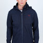 navy hooded softshell jacket front platini