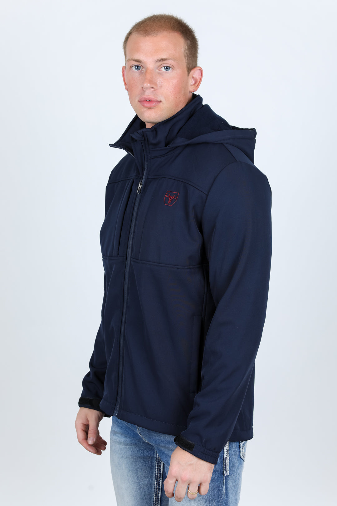 navy hooded softshell jacket side platini