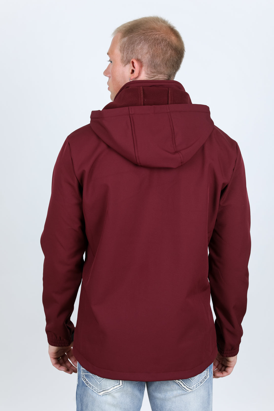 burgundy hooded softshell jacket side platini