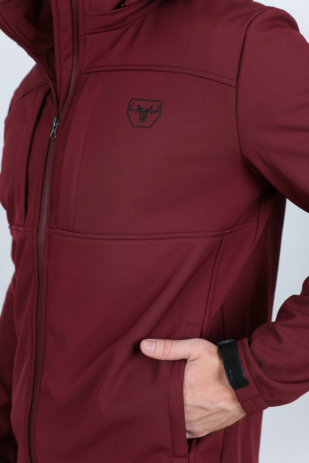 burgundy hooded softshell jacket back platini
