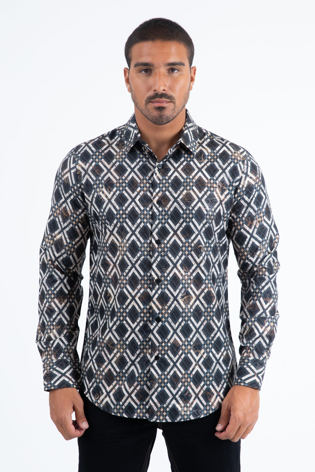 black statement foil shirt front platini