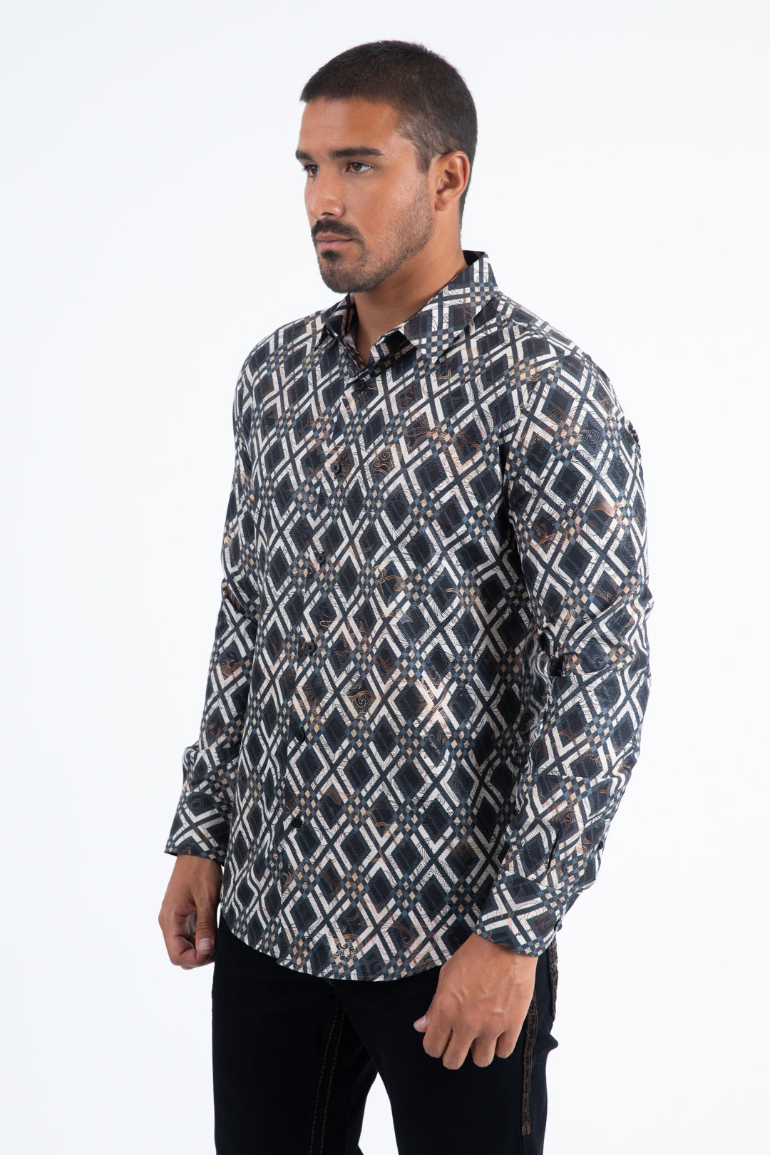 black statement foil shirt side platini