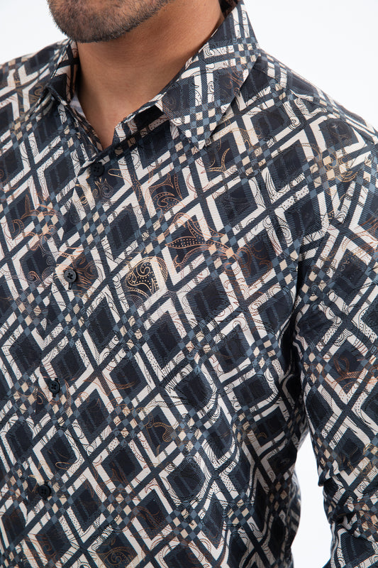 black statement foil shirt detail platini