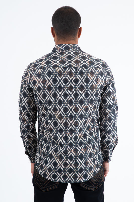 black statement foil shirt back platini