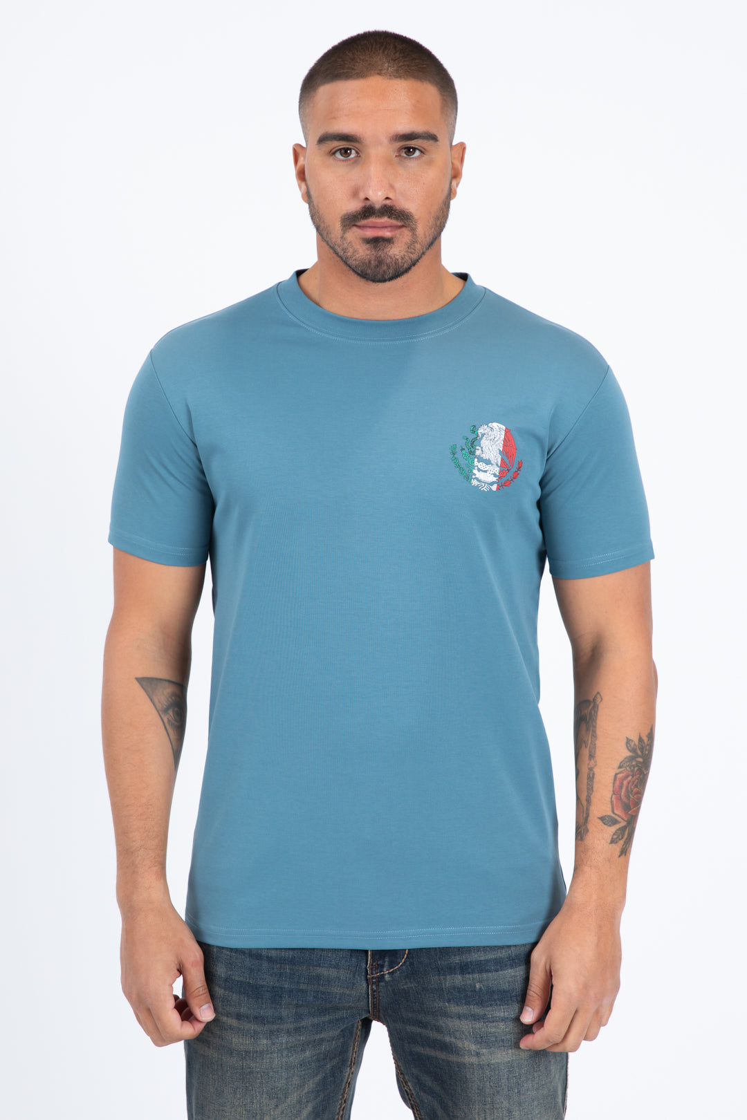 steel blue mexican eagle flag tee men platini front