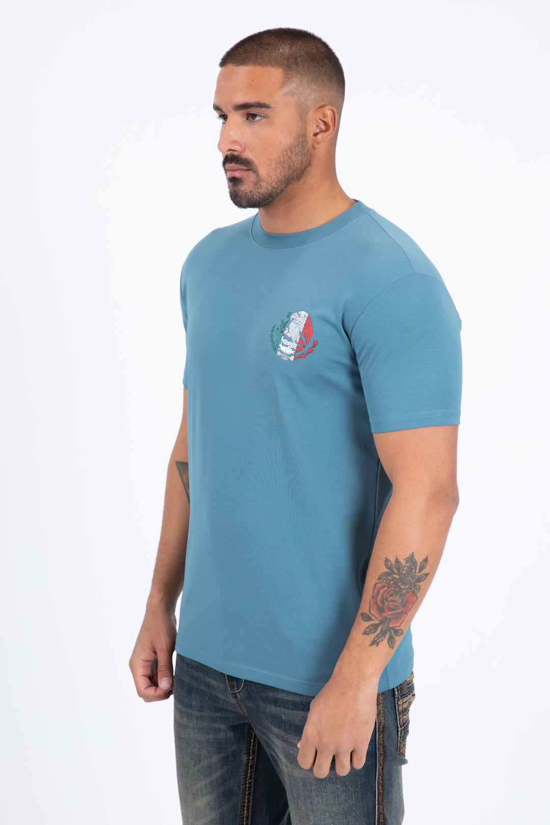 steel blue mexican eagle flag tee men platini side