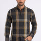 black tartan print long sleeve shirt men platini front