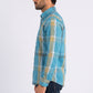 sky blue tartan print long sleeve shirt men platini side