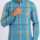 sky blue tartan print long sleeve shirt men platini detail