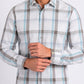 white tartan print long sleeve shirt men platini detail