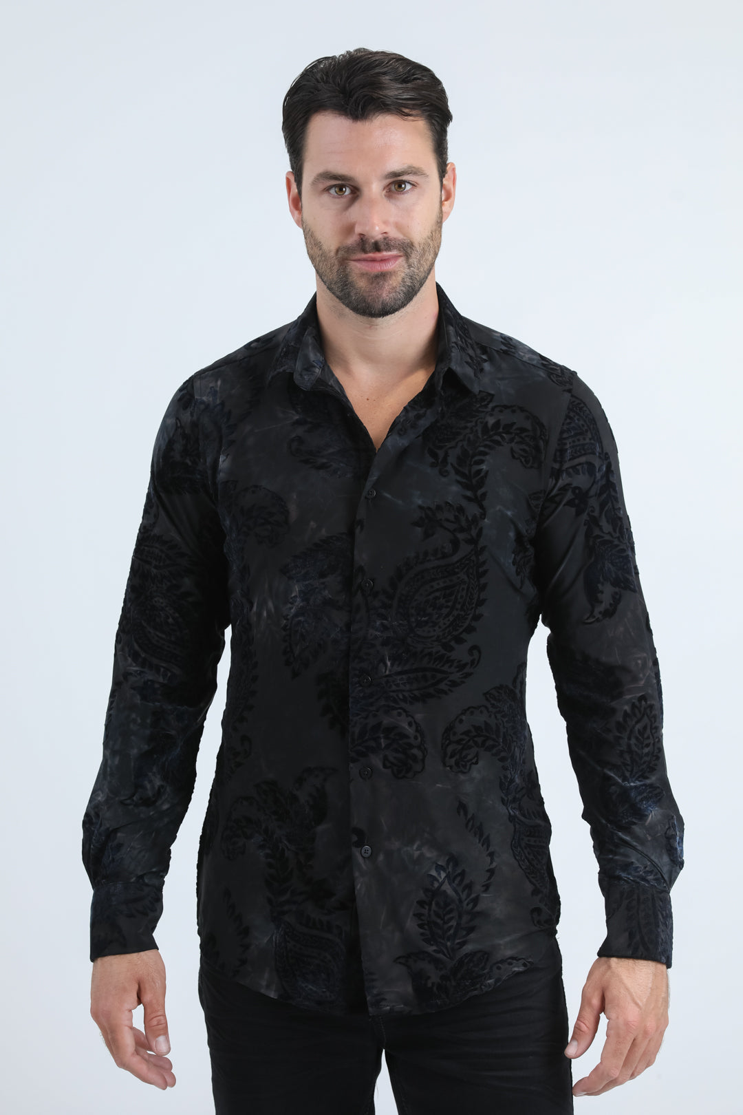 black rich texture jacquard shirt platini