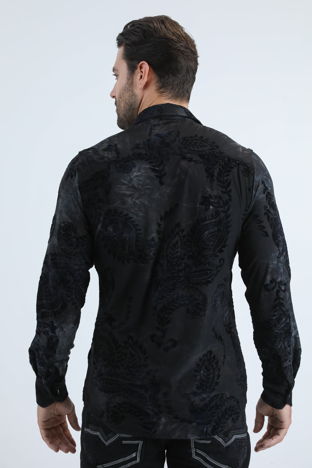 black rich texture jacquard shirt platini