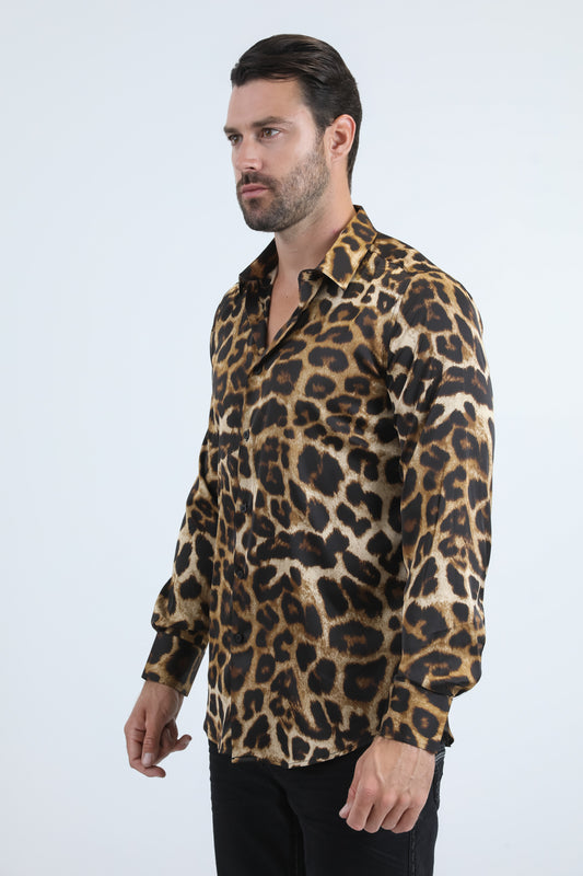 black leopard jacquard shirt platini side
