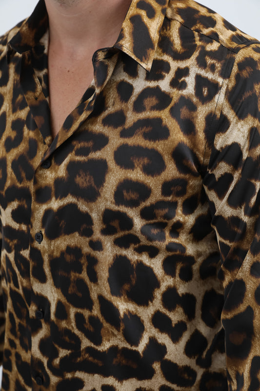 black leopard jacquard shirt platini detail
