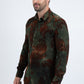 Unisex Jacquard Fabric Print Modern Fit Long Sleeve Green Shirt