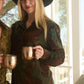 Unisex Jacquard Fabric Print Modern Fit Long Sleeve Green Shirt
