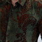 Unisex Jacquard Fabric Print Modern Fit Long Sleeve Green Shirt