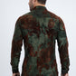 Unisex Jacquard Fabric Print Modern Fit Long Sleeve Green Shirt