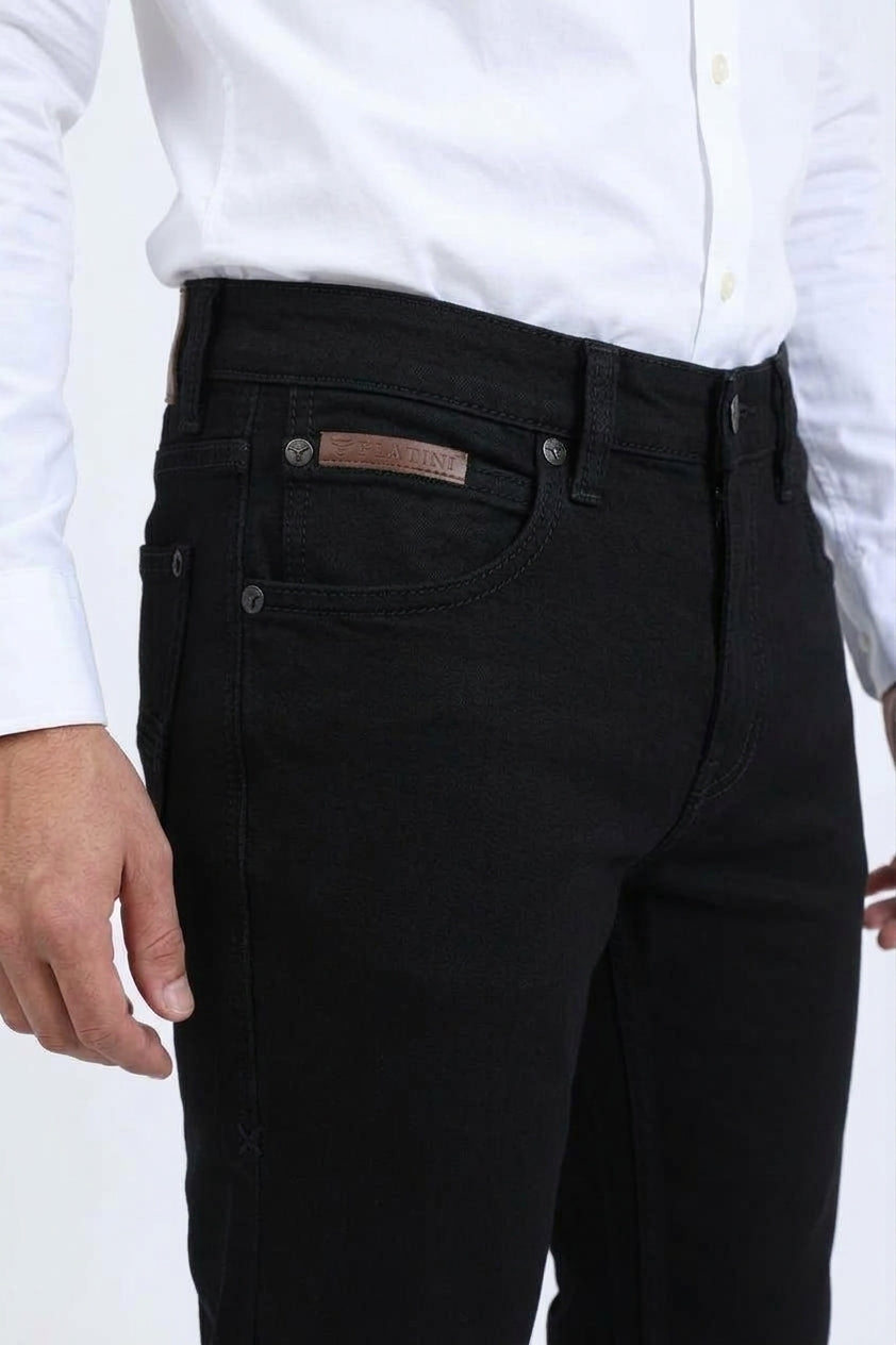 black wade aztec boot cut jean men platini detail