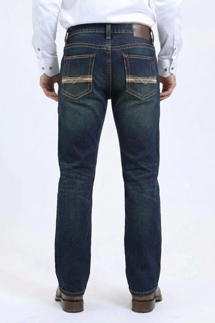 dark indigo wade aztec boot cut jean men platini front