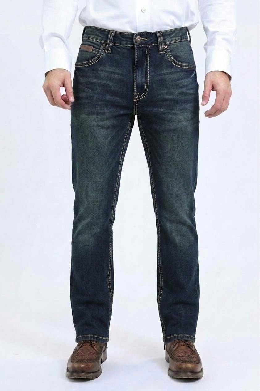 dark indigo wade aztec boot cut jean men platini back