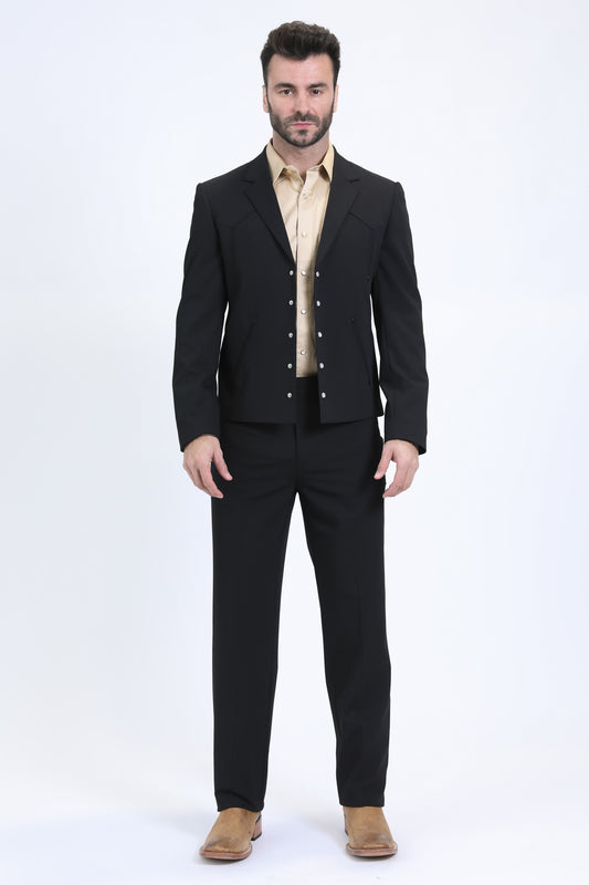black wessex double-breasted suit men platini front