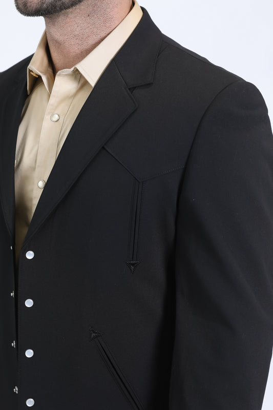 black wessex double-breasted suit men platini close up jacket