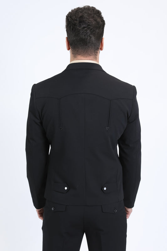 black wessex double-breasted suit men platini jacket back