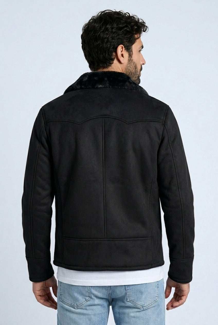 black western faux suede shearling jacket men platini back