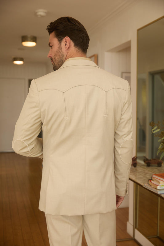 beige weston tailored western suit men platini back