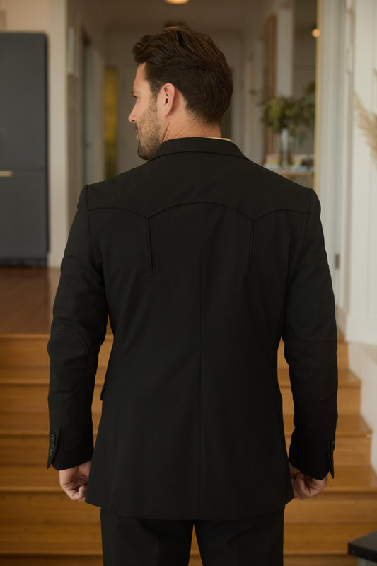 black weston tailored western suit men platini detail