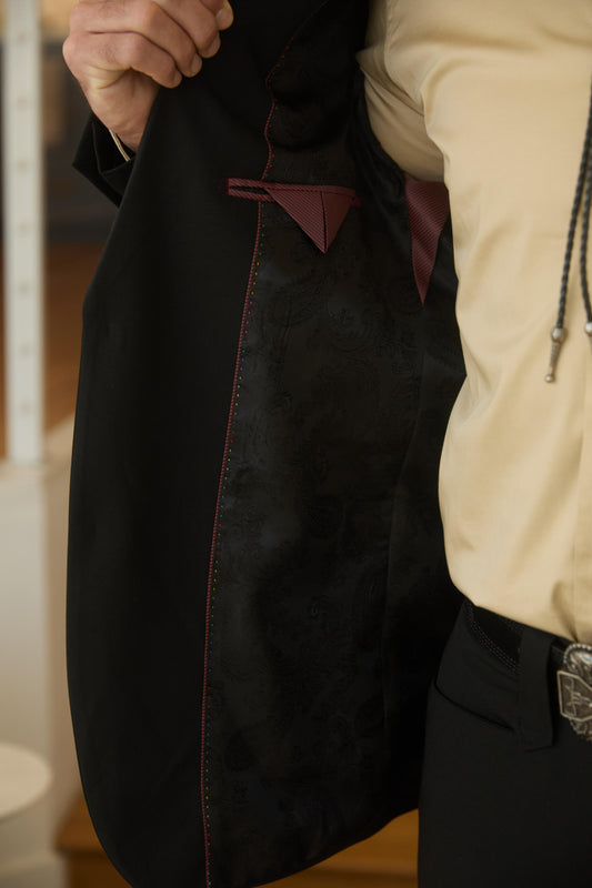 black weston tailored western suit men platini detail-2