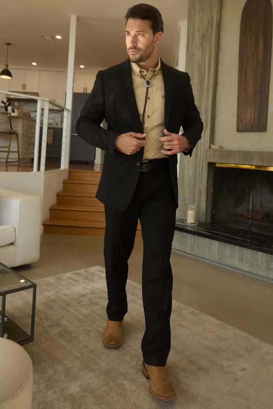 black weston tailored western suit men platini front