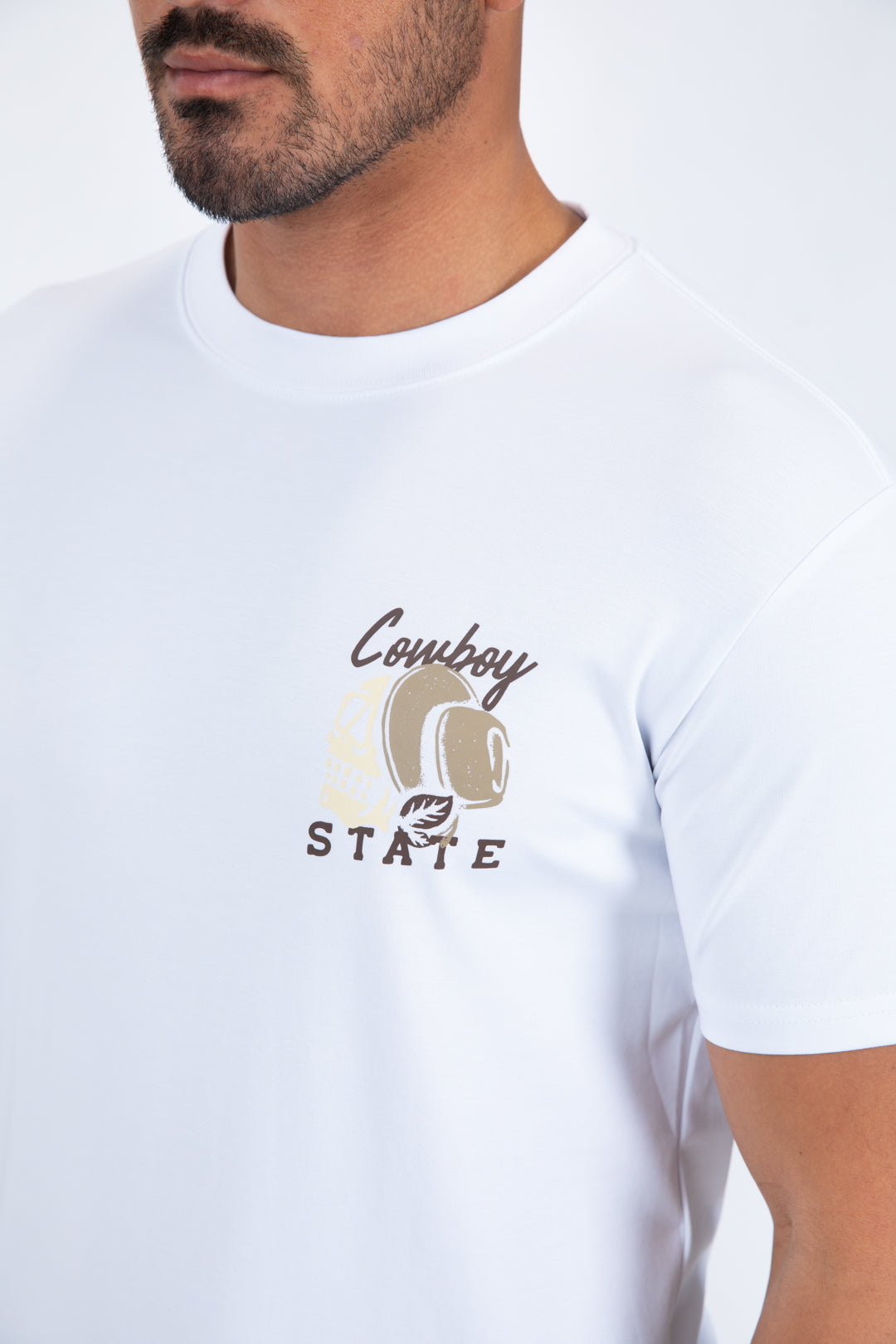 white cowboy desert skull tee detail platini