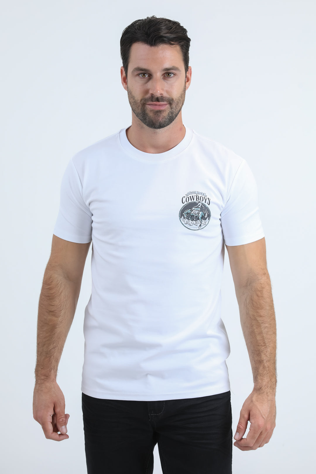 white long live cowboys tee front platini