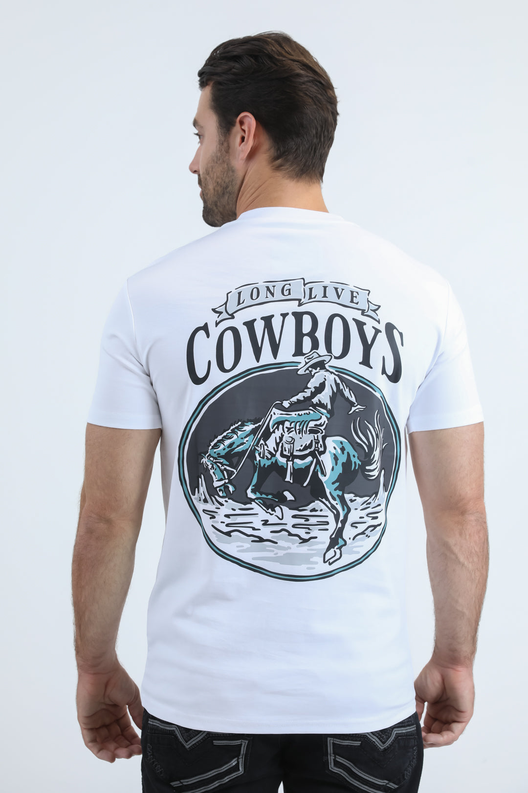 white long live cowboys tee back platini